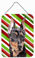 German Pinscher Candy Cane Christmas Wall or Door Hanging Prints Aluminum Metal Sign Kitchen Wall Bar Bathroom Plaque Home Decor Front Door Plaque, 12x16, Multicolor