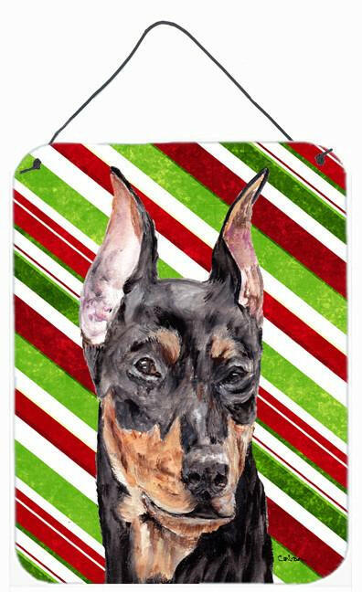German Pinscher Candy Cane Christmas Wall or Door Hanging Prints Aluminum Metal Sign Kitchen Wall Bar Bathroom Plaque Home Decor Front Door Plaque, 12x16, Multicolor