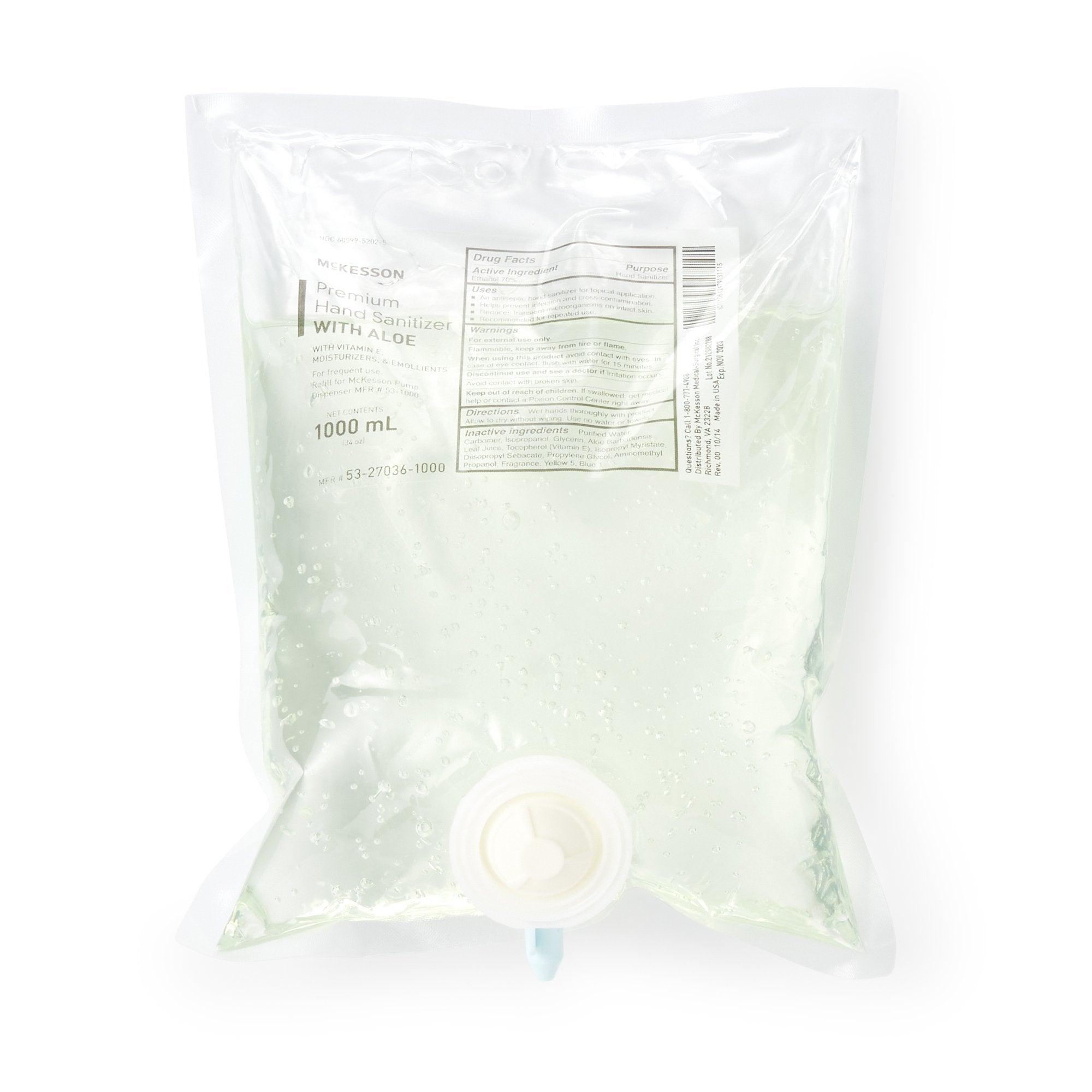McKesson Gel Hand Sanitizer with Aloe 1000 mL 53-27036-1000