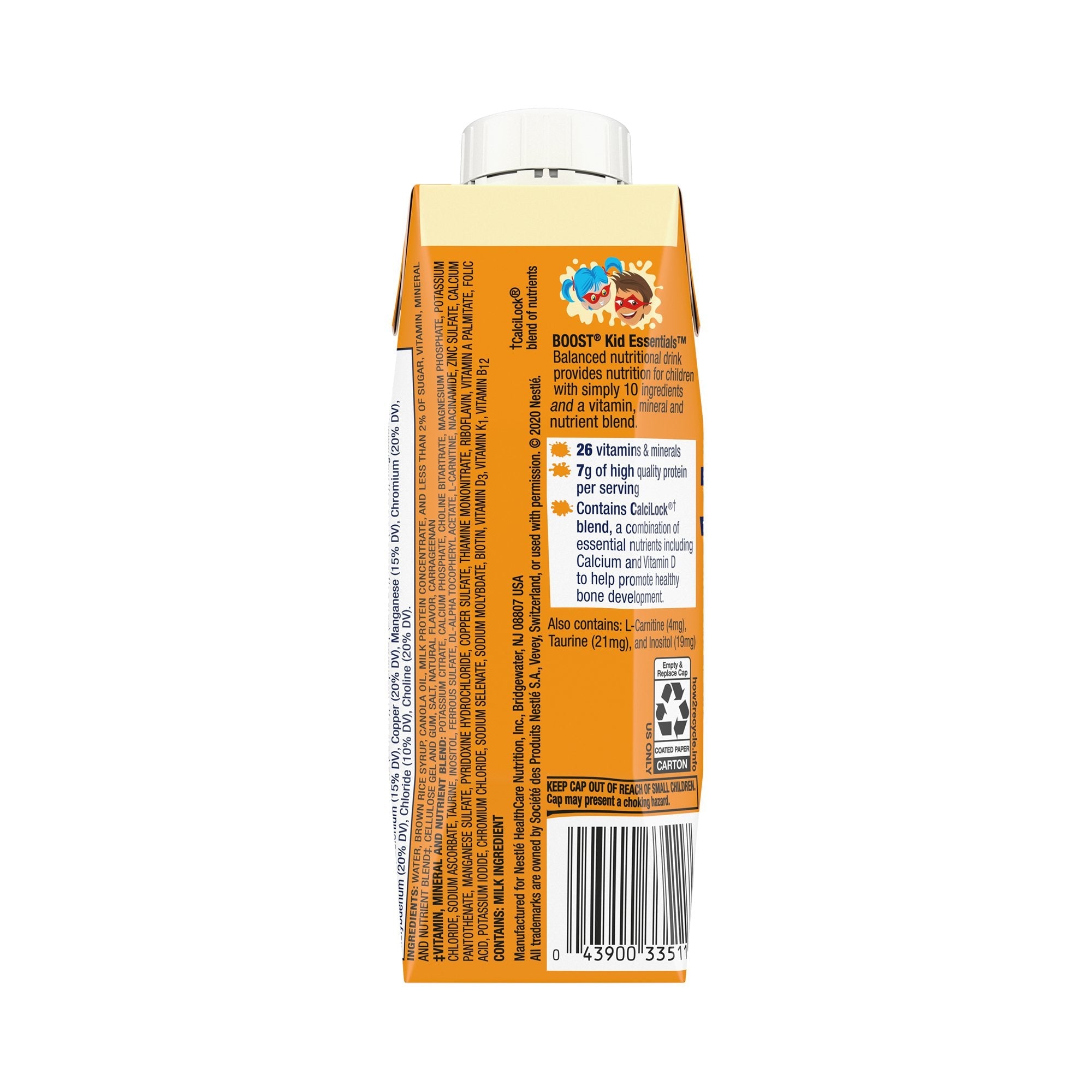 Boost® Kid Essentials™ Balanced Nutritional Drink, Vanilla, 8-ounce carton 00043900889344