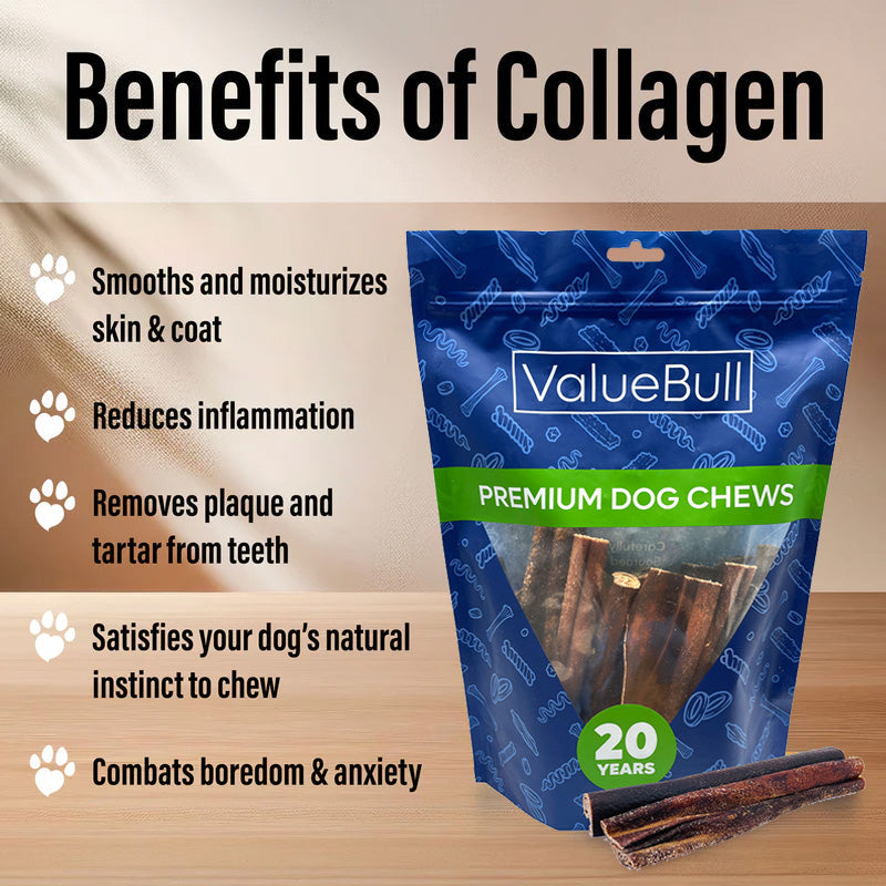 ValueBull Collagen Sticks for Dogs, Varied Shape & Size Chews, Natural Long-Lasting Dog Treats, 1 Pound