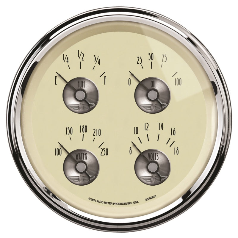 AutoMeter Gauge Quad 5in. 0 Ohm(e) to 90 Ohm(f) Elec Prestige Antq. Ivory 2009