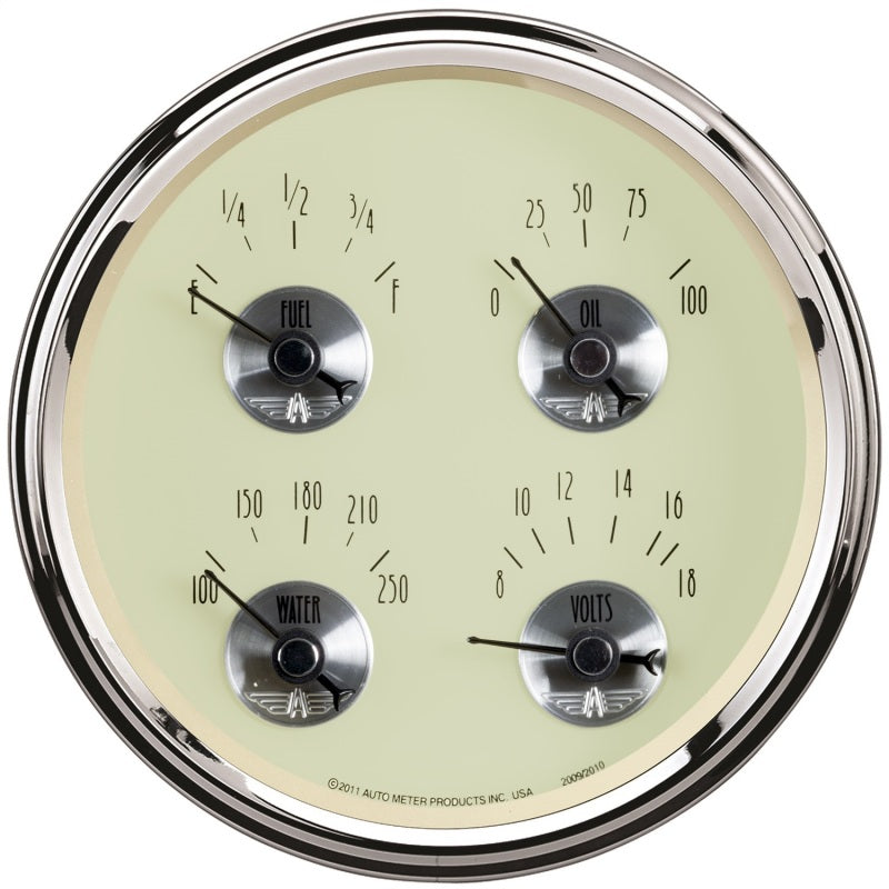 AutoMeter Gauge Quad 5in. 240 Ohm(e) to 33 Ohm(f) Elec Prestige Antq. Ivory 2010