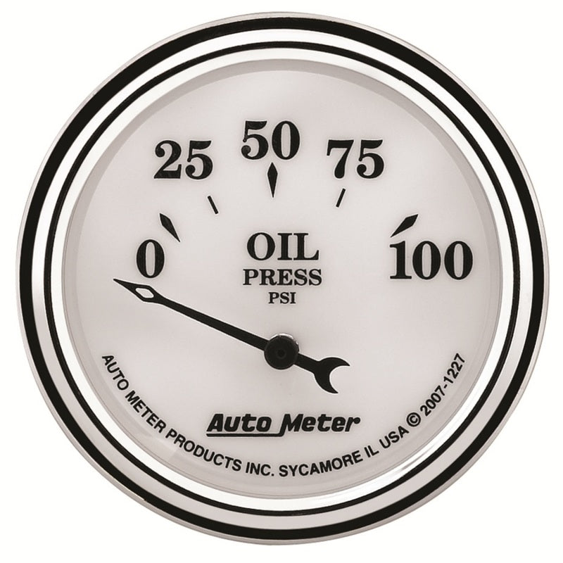 AutoMeter Gauge Oil Press 2-1/16in. 100PSI Elec Old Tyme White II 1227