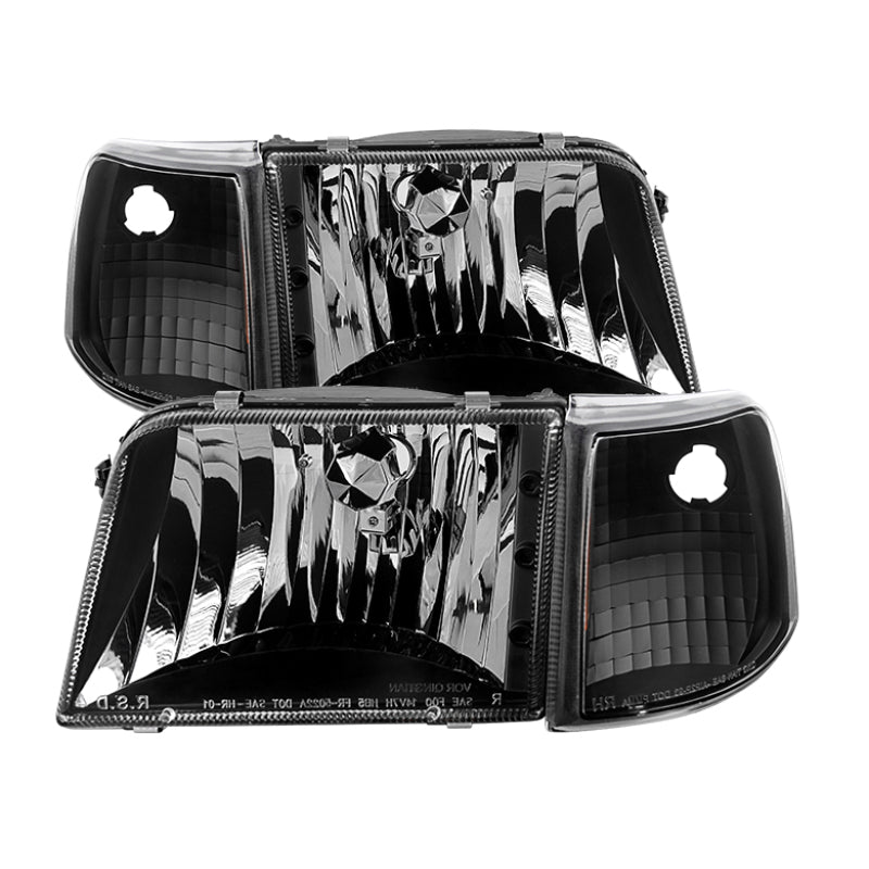 SPYDER Xtune Ford Ranger 93-97 Crystal Headlights w/ Corner Lights 4pcs Sets Black HD-JH-FR93-SET-BK 9029363