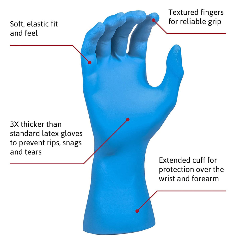 SafeGrip® Latex Extended Cuff Length Exam Glove, Large, Blue SG-375-L