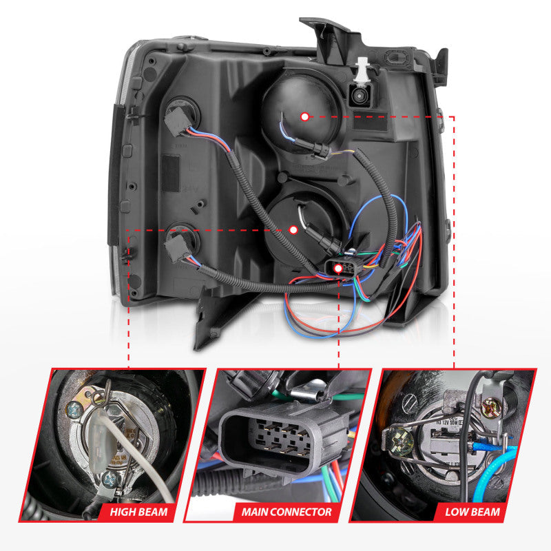 Anzo Chevy Silverado 1500 07-13 / 2500HD/3500HD Headlights W/ U-Bar Switch