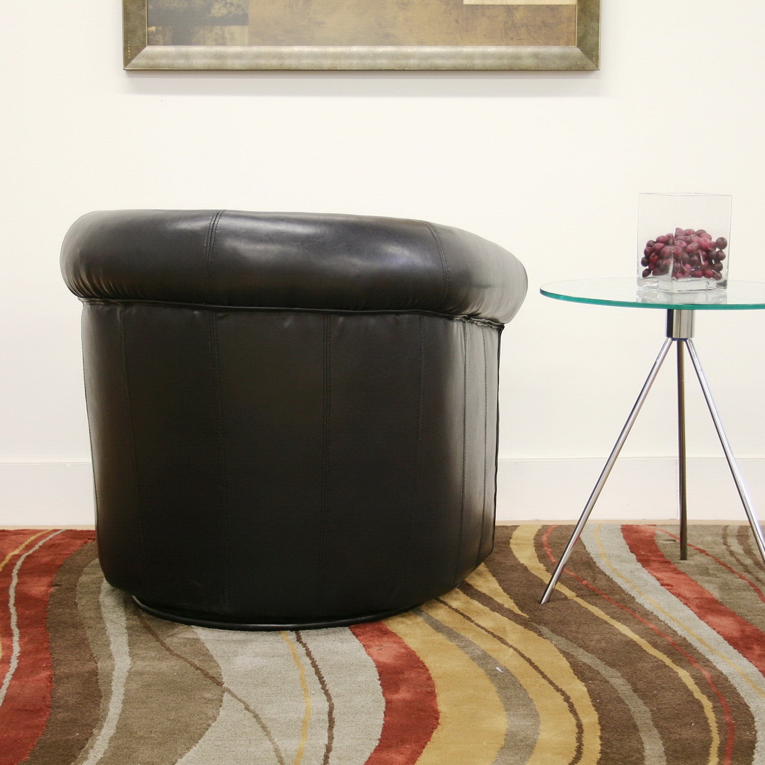 Baxton Studio Julian Black Brown Faux Leather Club Chair with 360 Degree Swivel