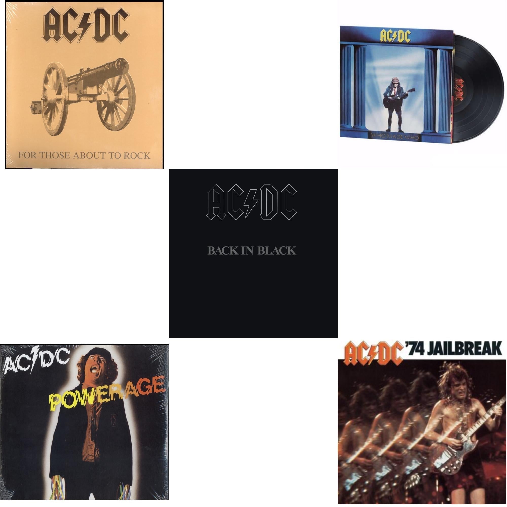 74 Jailbreak (180G) & Powerage (180G) & Back In Black (180G) & For Those About To Rock (180G) & Who Made Who (180G)