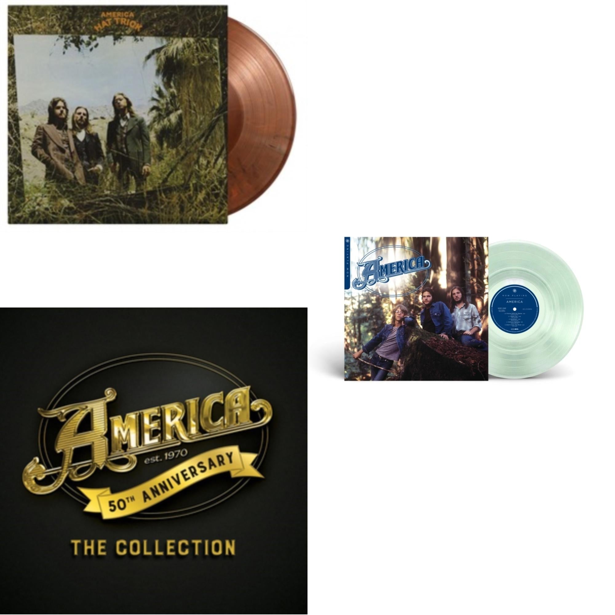 America - Hat Trick (Limited/Orange & Black Mixed/180G) & 50Th Anniversary & Now Playing (Bottle Clear LP Vinyl) (Syeor)