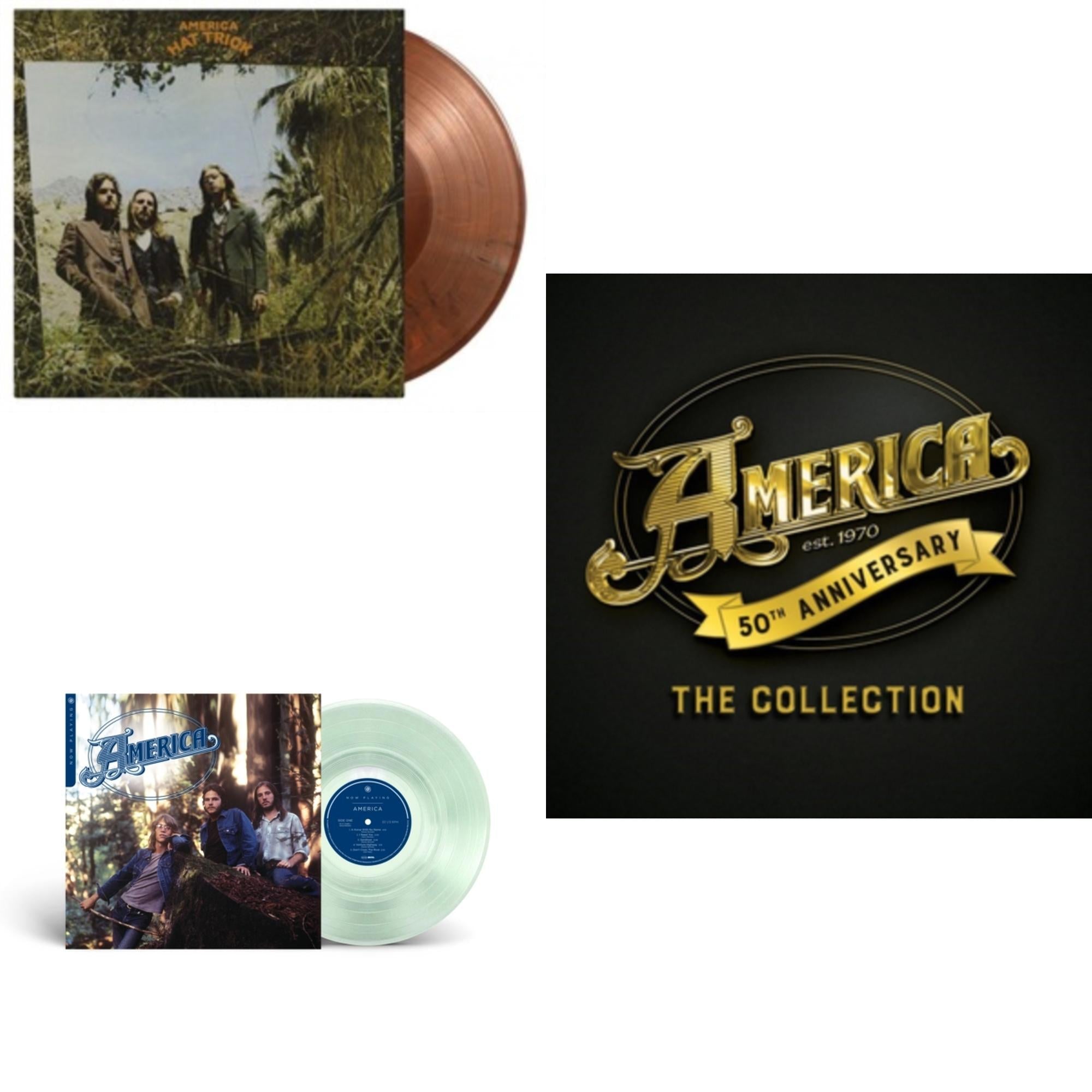 America - Hat Trick (Limited/Orange & Black Mixed/180G) & Now Playing (Bottle Clear LP Vinyl) (Syeor) & 50Th Anniversary