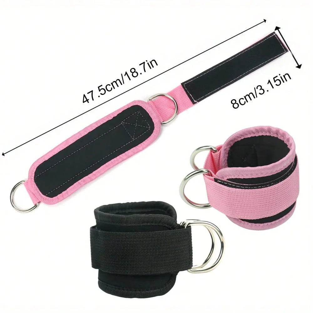 3 Piece Natural Latex Yoga Resistance Bands | Hip and Leg Shaping Trainer with Ankle Straps