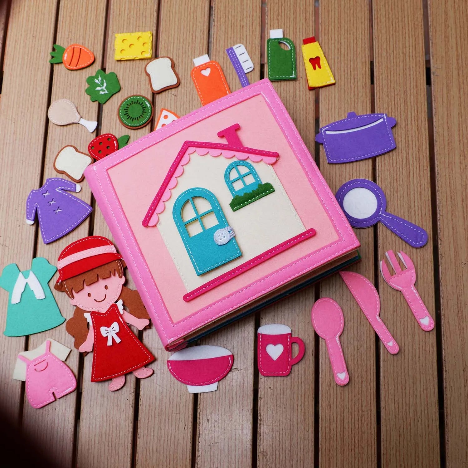 Montessori Quite Book Toys Preschool Activity Book Daily Life Skills Busy Book Autism Sensory Cloth Book Girls Gift for Todders