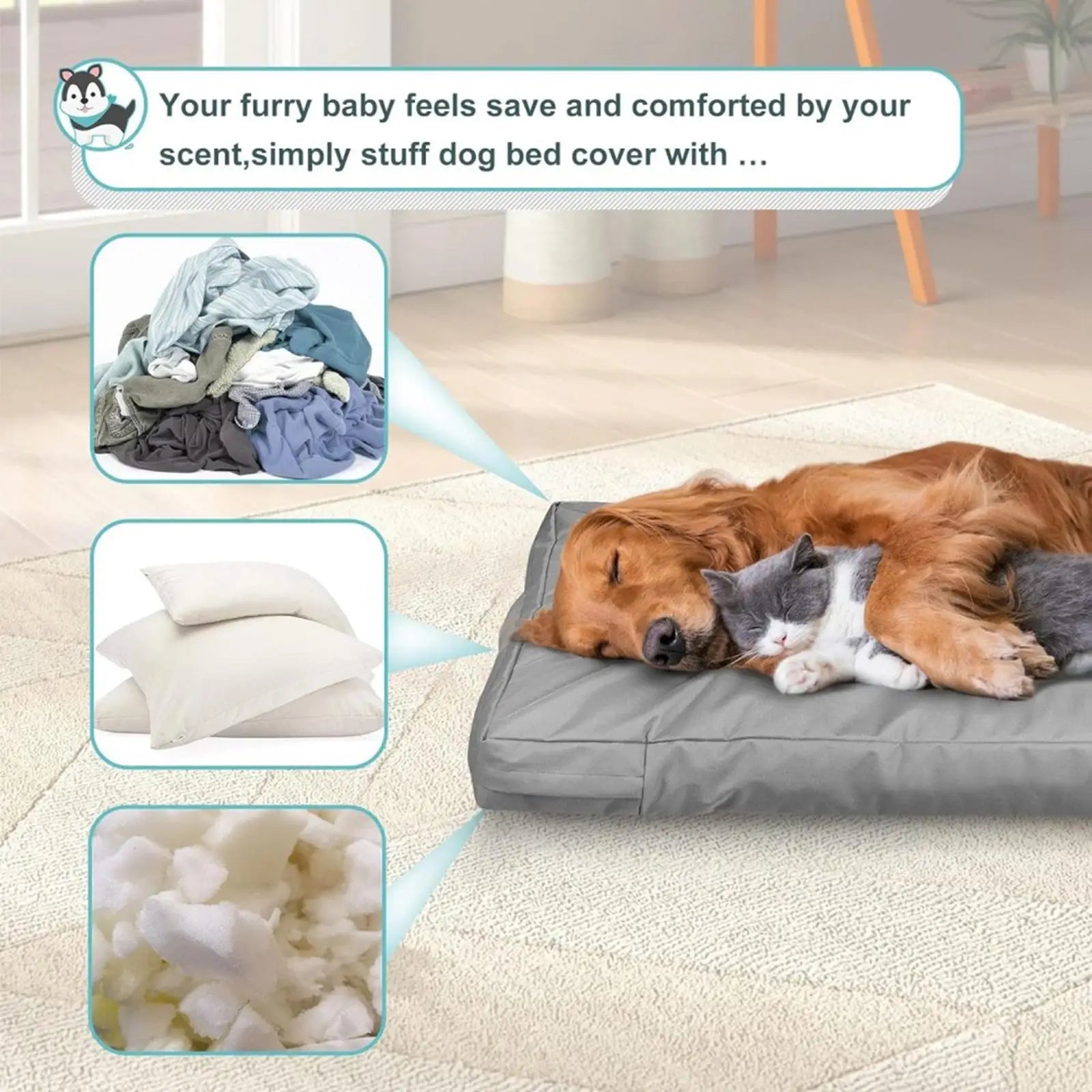 Oxford Cloth Waterproof Dog Bed Cover Replacement Washable Dog Crate Pad Cover for Puppy Kitten Bed Cover Pet Supplies