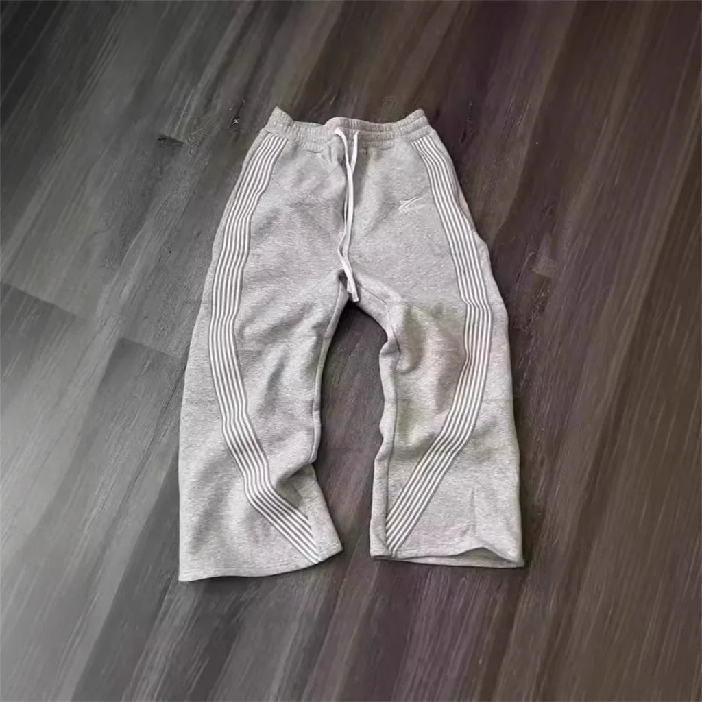 Casual Loose Straight Leg Pants Striped 2025 Summer Fashion Trend Brand Street Hip-hop Jogging Men's Women's Harajuku Sweatpants