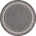 Unique Loom Outdoor Border Collection Area Rug - Soft Border (5' 3" Round, Black/ Ivory)