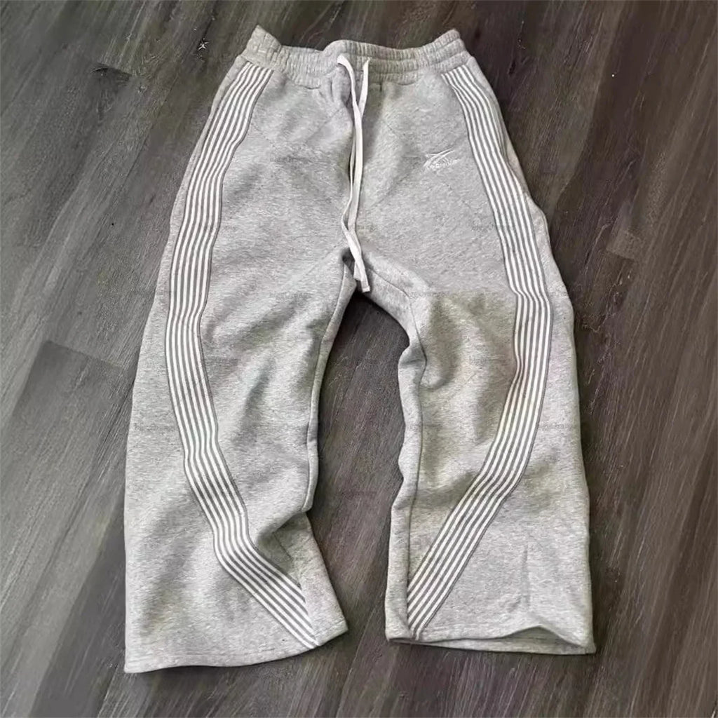 Casual Loose Straight Leg Pants Striped 2025 Summer Fashion Trend Brand Street Hip-hop Jogging Men's Women's Harajuku Sweatpants