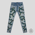 Amiri Chemist Star Patch Jeans in Light Indigo / Green
