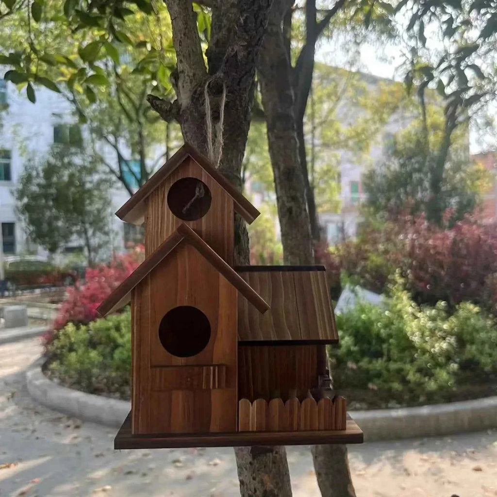Wooden Bird House Weather Resistant Outdoor Hanging Birdhouse Large Nest for Hummingbird Garden Backyard Decoration