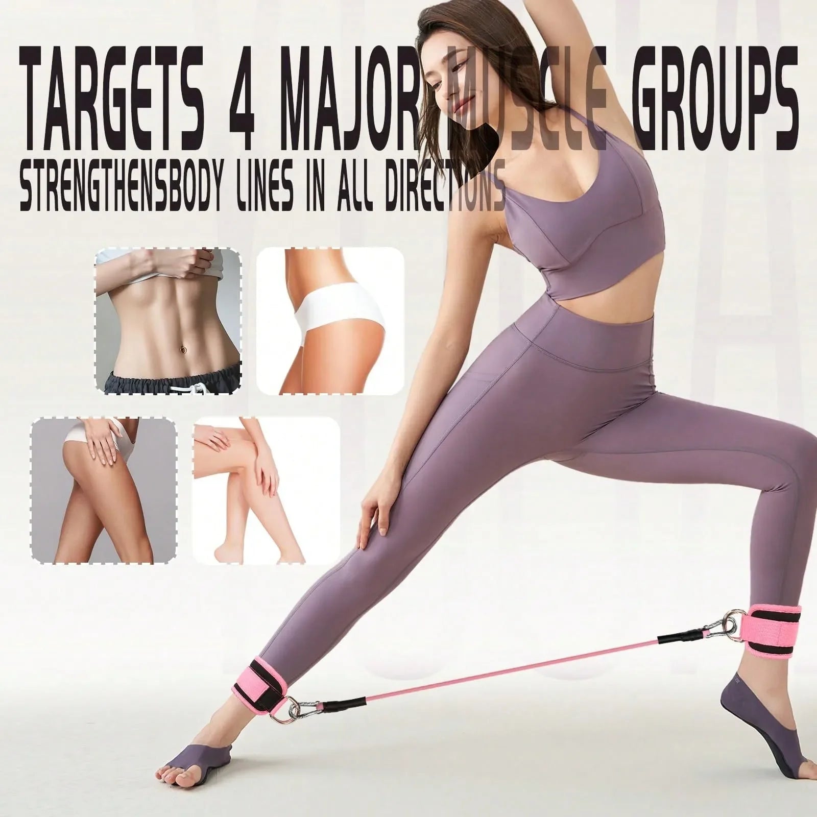 3 Piece Natural Latex Yoga Resistance Bands | Hip and Leg Shaping Trainer with Ankle Straps