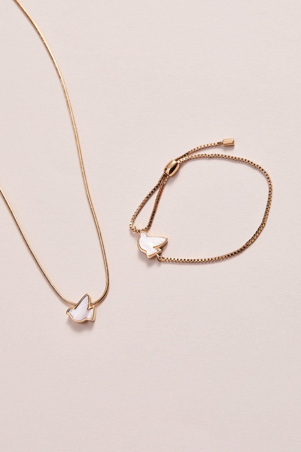 Pearlized Dove 'Peace' Slider Necklace