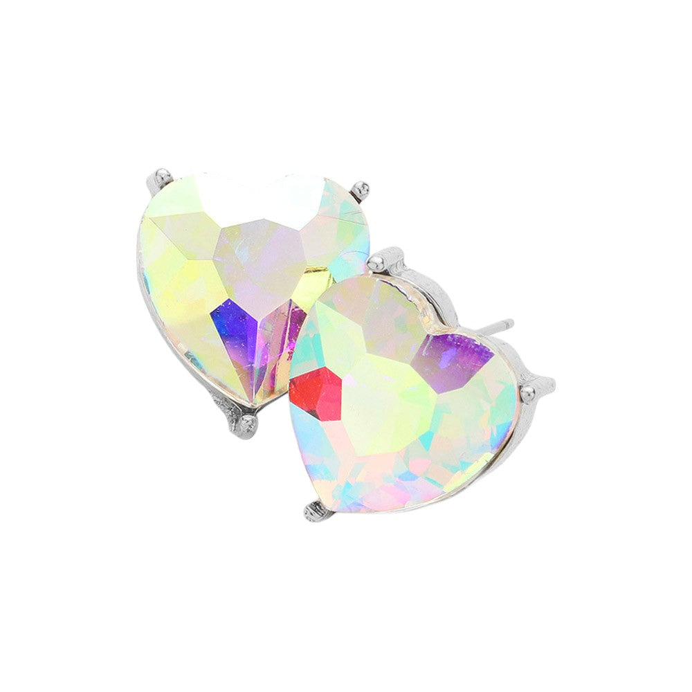 Heart Stone Evening Stud Earrings