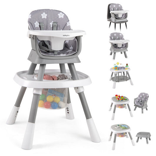 16-in-1 Baby High Chair with Activity Center and Booster Seat for Babies and Toddlers-Grey - Color: Gray