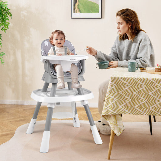 16-in-1 Baby High Chair with Activity Center and Booster Seat for Babies and Toddlers-Grey - Color: Gray
