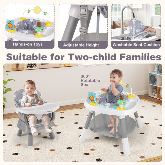 16-in-1 Baby High Chair with Activity Center and Booster Seat for Babies and Toddlers-Grey - Color: Gray