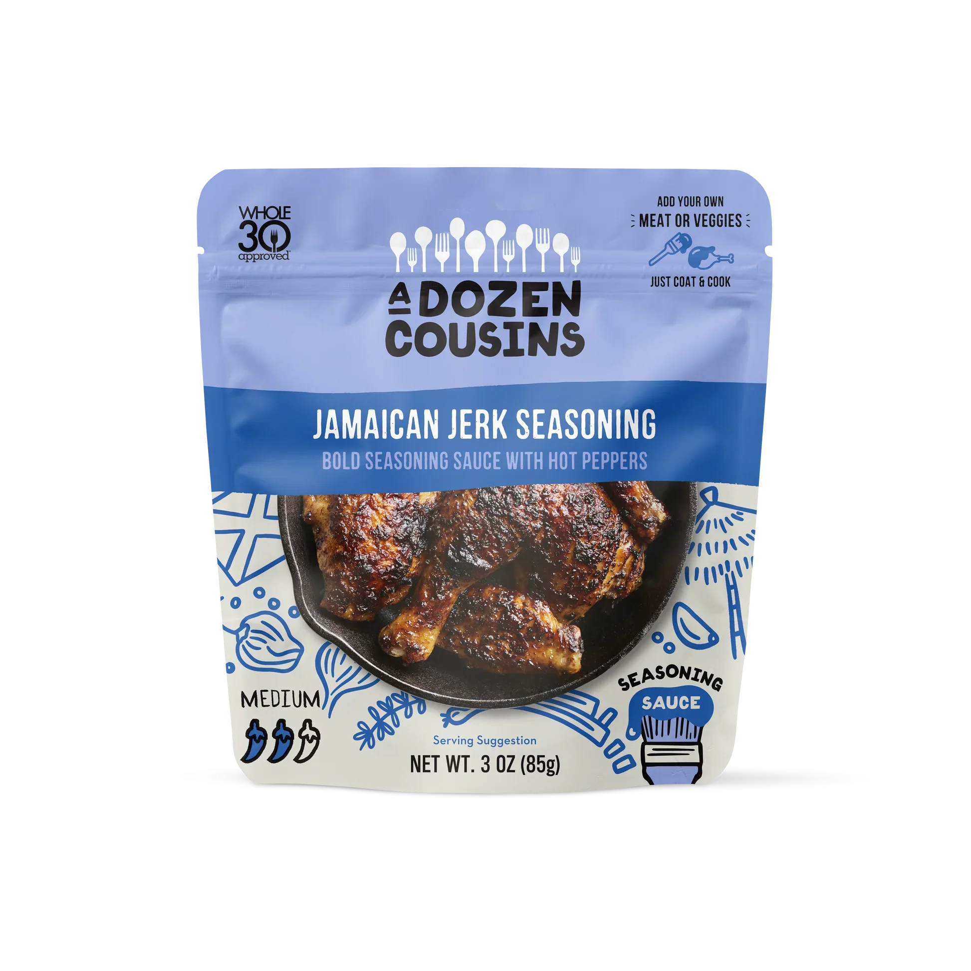 A Dozen Cousins Jamaican Jerk Sauce, 3 oz (Pack of 10) - Authentic Caribbean Flavor