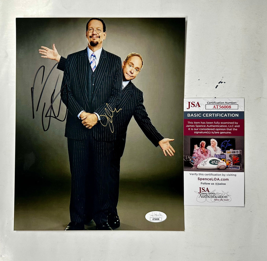 Penn & Teller Signed Entertainer Comedy Vegas Magician 8x10 Photo With JSA COA