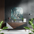Teal Silver Marble Brushed Aluminium Dibond Wall Art