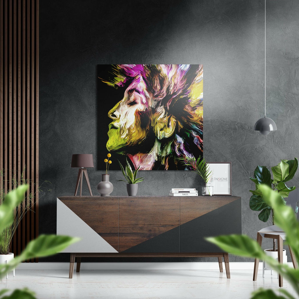 Yellow Magenta Brushstroke Face Brushed Aluminium Dibond Wall Art