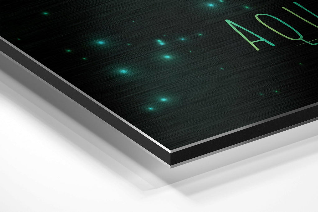 Green Brushstroke Aquarius Star Sign Brushed Aluminium Dibond Wall Art