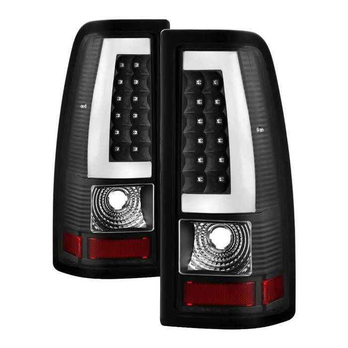 SPYDER xTune 99-02 Chevy Silverado 1500 Light Bar Style LED Tail Lights - Black (ALT-JH-CS99-LBLED-BK) 9036798