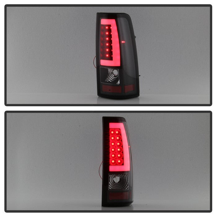 SPYDER xTune 99-02 Chevy Silverado 1500 Light Bar Style LED Tail Lights - Black (ALT-JH-CS99-LBLED-BK) 9036798