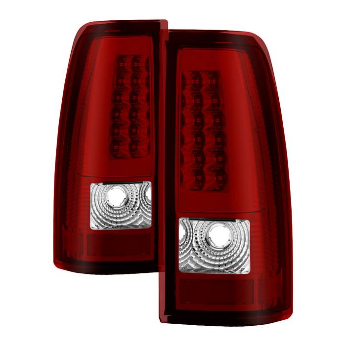 SPYDER xTune 99-02 Chevy Silverado 1500 Light Bar Style LED Tail Lights - Red Clear (ALT-JH-CS99-LBLED-RC) 9036804
