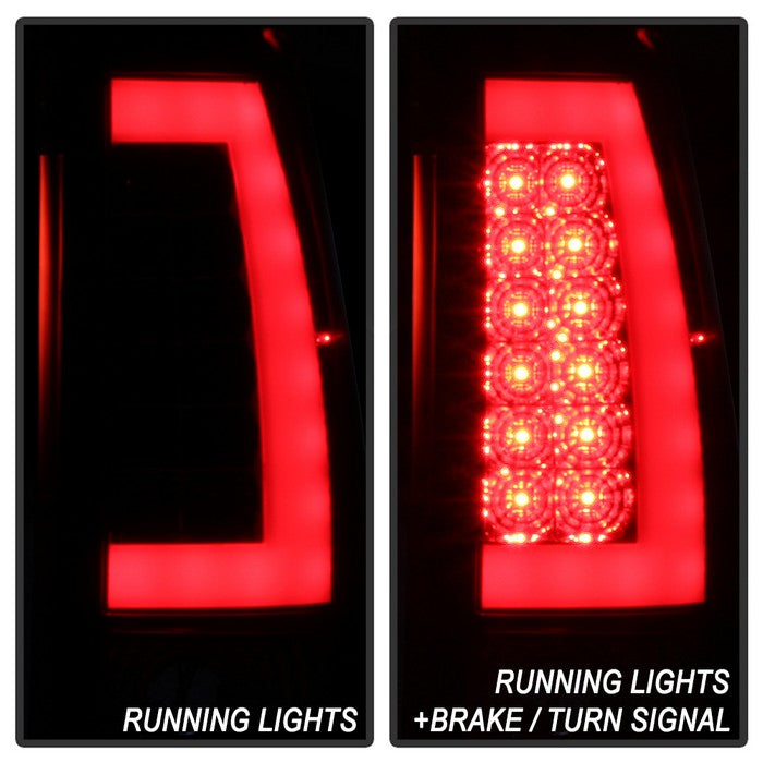 SPYDER xTune 99-02 Chevy Silverado 1500 Light Bar Style LED Tail Lights - Red Clear (ALT-JH-CS99-LBLED-RC) 9036804