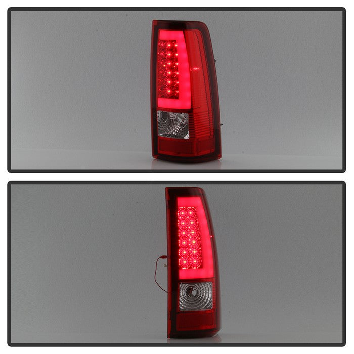 SPYDER xTune 99-02 Chevy Silverado 1500 Light Bar Style LED Tail Lights - Red Clear (ALT-JH-CS99-LBLED-RC) 9036804