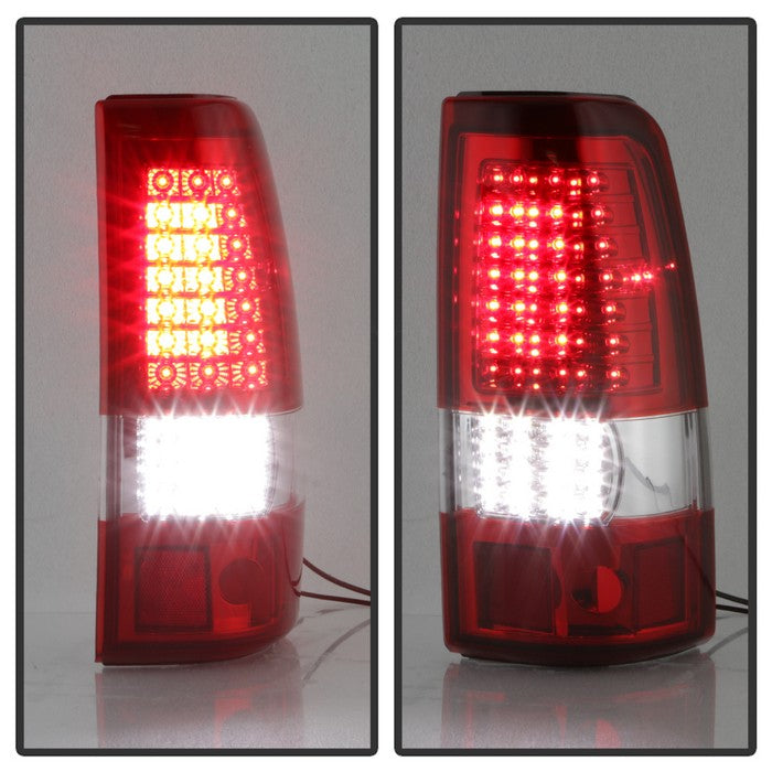 SPYDER xTune 99-02 Chevy Silverado 1500 (w/o Stepside) LED Tail Lights - Red Clear (ALT-JH-CSIL99-CS-RC) 9037627