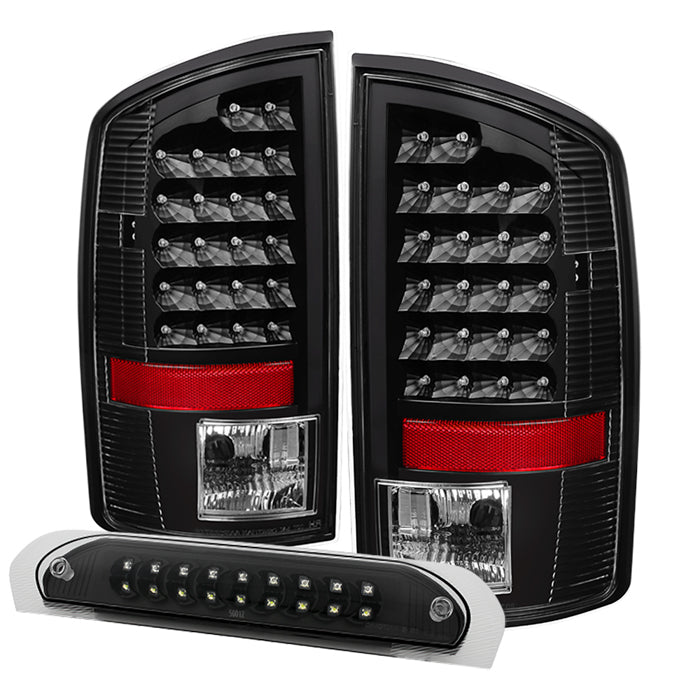 SPYDER Xtune Dodge Ram 02-06 1500 LED Tail Light w/ LED 3rd Brake Lamps- Black ALT-JH-DR02-LED-SET-BK 9032769