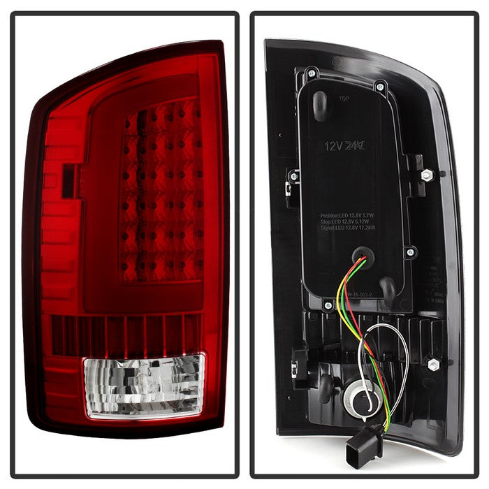 SPYDER xTune 02-06 Dodge Ram 1500 Light Bar LED Tail Light - Red Clear (ALT-ON-DRAM02V3-LBLED-RC) 9040276