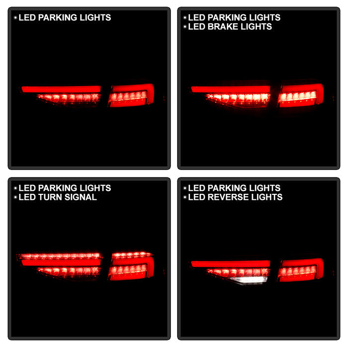 SPYDER 13-16 Audi A4 4DR LED Tail Lights LED Clear Reverse Lights - Black ALT-YD-AA413-SEQ-BK 5087171