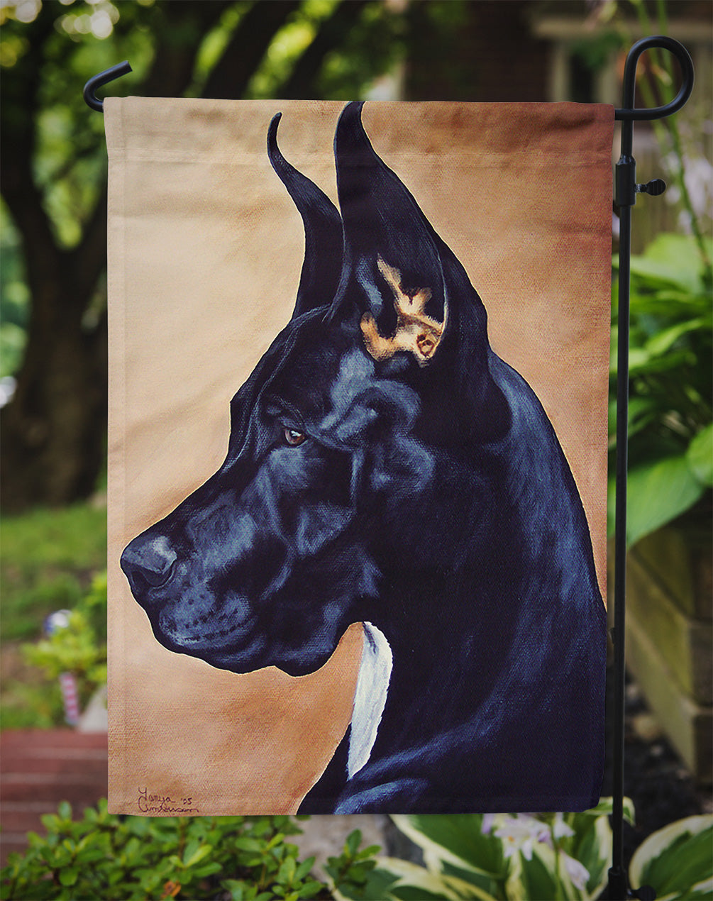 Black Great Dane Garden Flag Mailbox Decorative Yard Banner Outside Patio Artwork for Flower Beds, Garden Size, Multicolor