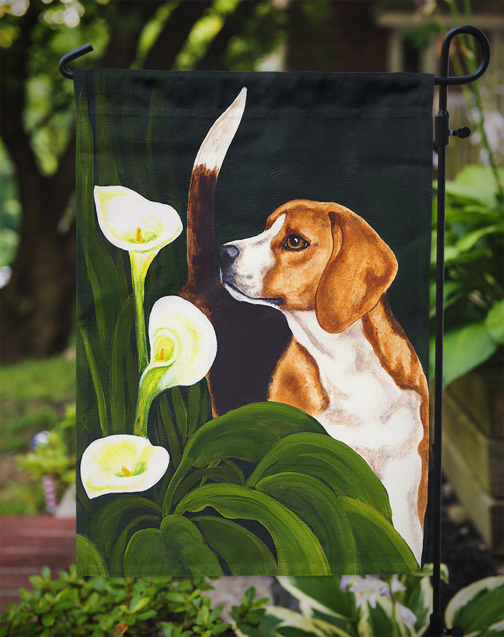 Beagle Lillies Garden Flag Mailbox Decorative Yard Banner Outside Patio Artwork for Flower Beds, Garden Size, Multicolor