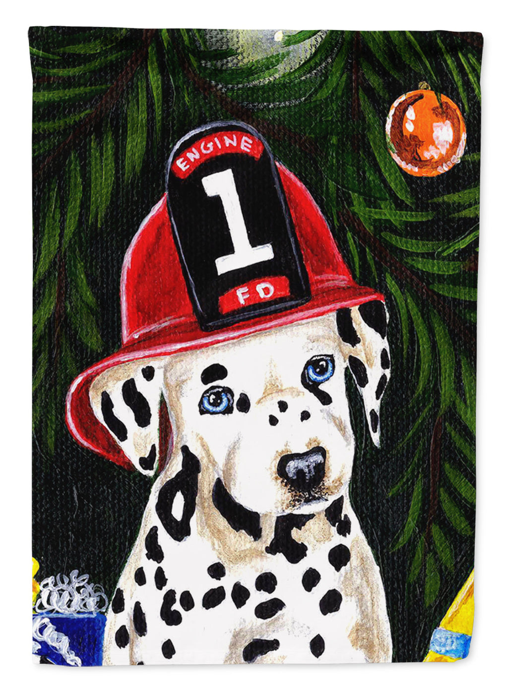 Fire Fighter Christmas Dalmatian Garden Flag Mailbox Decorative Yard Banner Outside Patio Artwork for Flower Beds, Garden Size, Multicolor