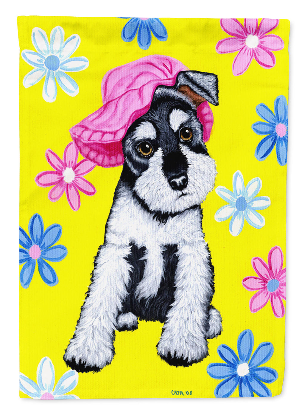 Spring Cutie Schnauzer Garden Flag Mailbox Decorative Yard Banner Outside Patio Artwork for Flower Beds, Garden Size, Multicolor