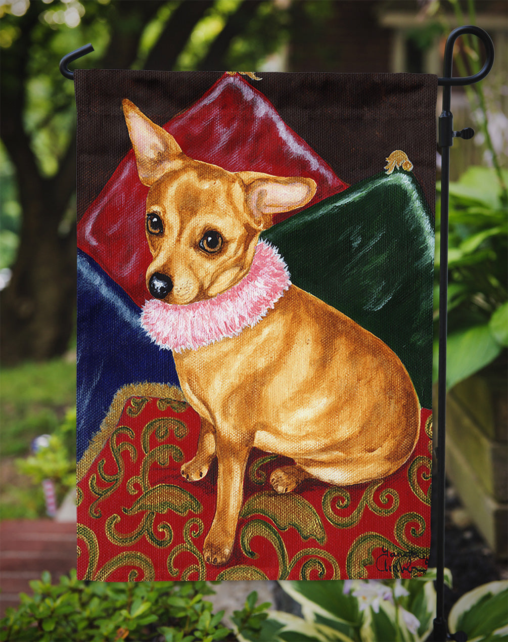 Pillow Princess Chihuahua Garden Flag Mailbox Decorative Yard Banner Outside Patio Artwork for Flower Beds, Garden Size, Multicolor