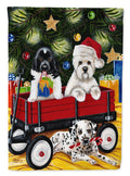 Christmas Westie, Newfoundland, Dalmatian Garden Flag Mailbox Decorative Yard Banner Outside Patio Artwork for Flower Beds, Garden Size, Multicolor