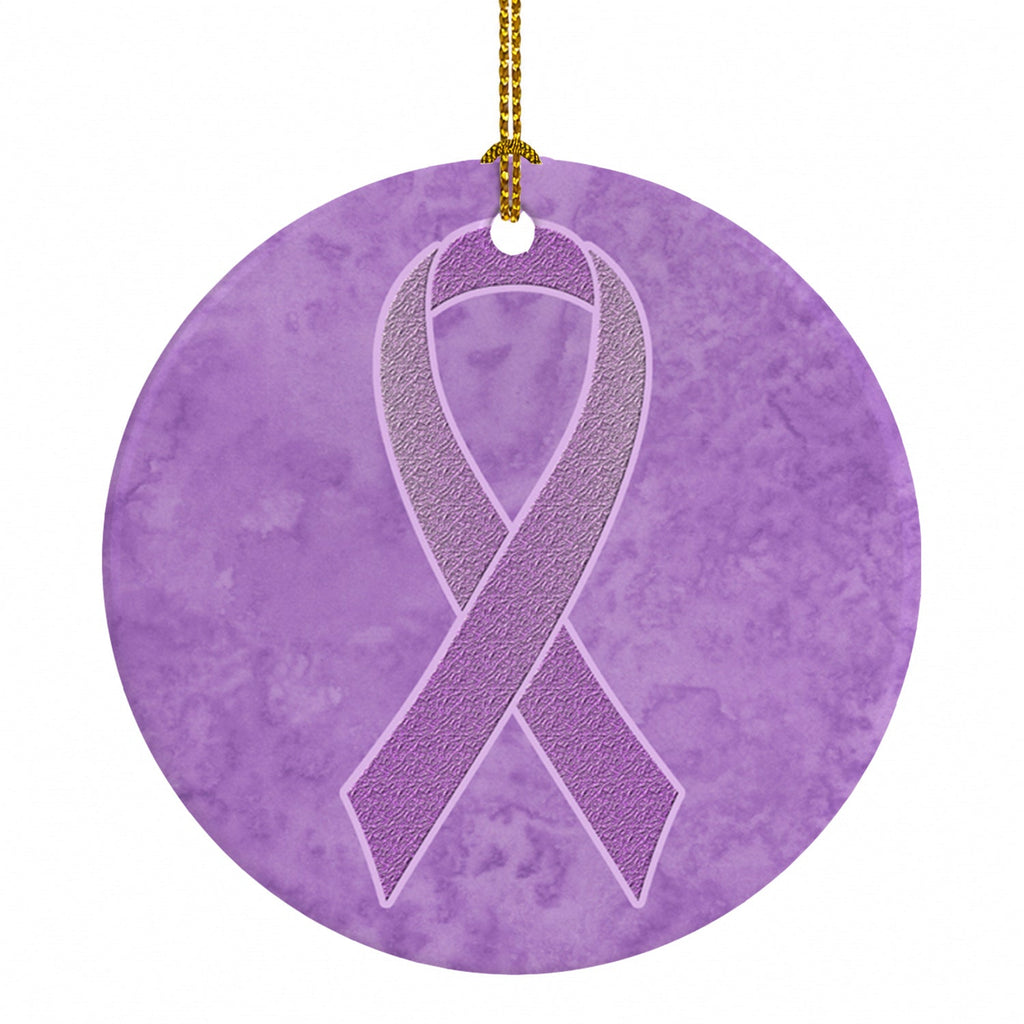 Lavender Ribbon for All Cancer Awareness Ceramic Ornament Christmas Tree Hanging Decorations for Home Christmas Holiday, Party, Gift, 3 in, Multicolor